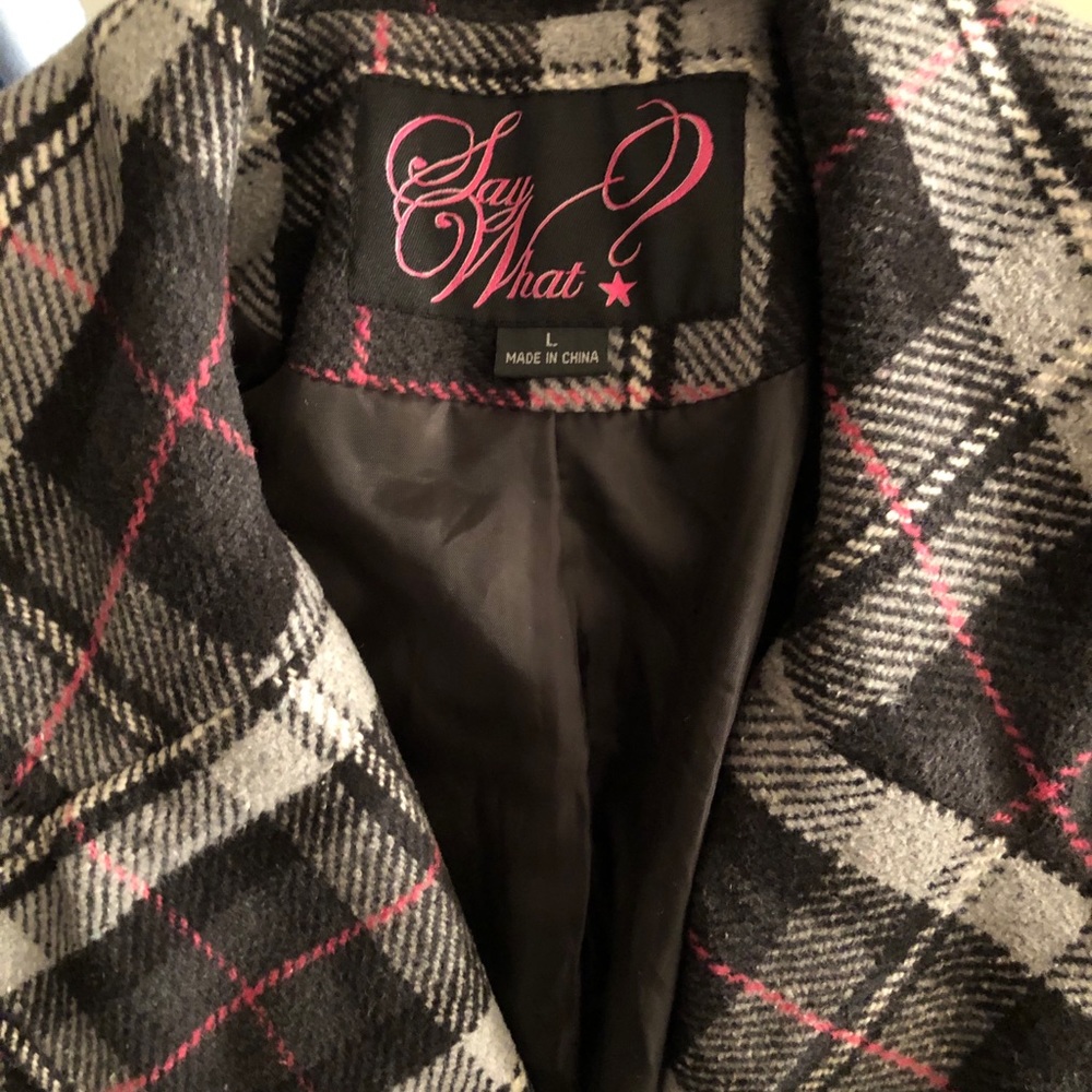 Plaid pink pea coat